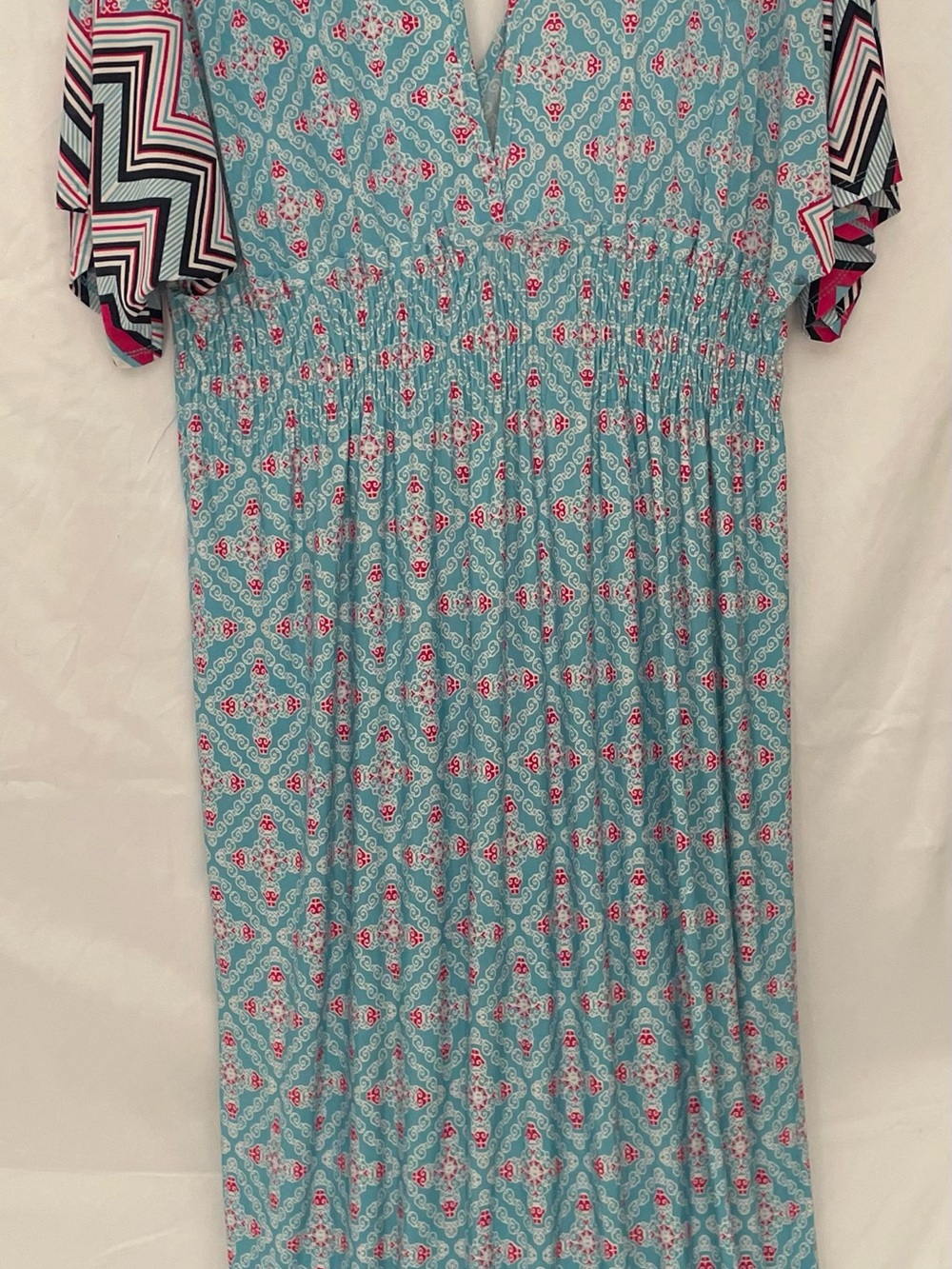 Colorful Teal Pink Patterned Women’s Swim Coverup Dress - Picture 4 of 9